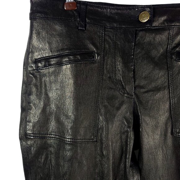 J.Crew Collection Genuine Leather Moto Pants Black Size 8 HO13 Style 04328 - Picture 4 of 13